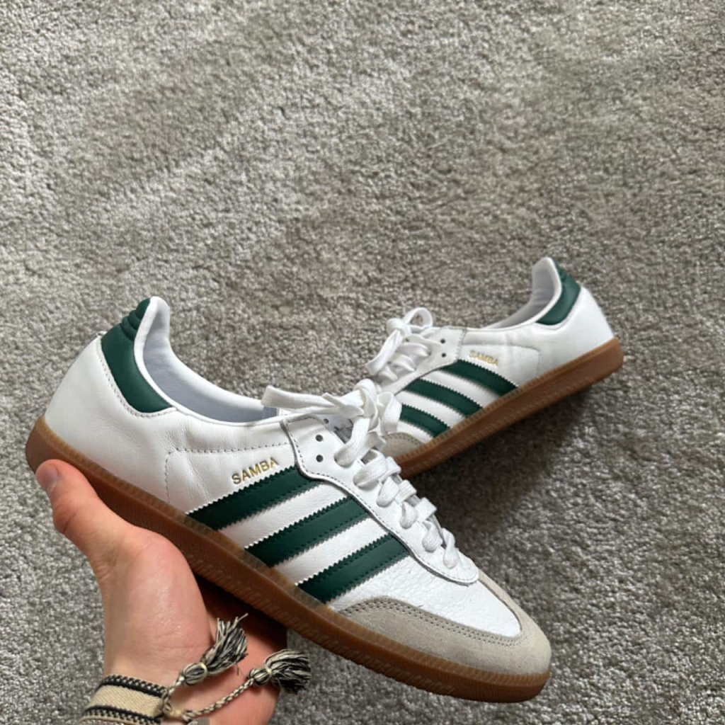 Men's Adidas Samba OGs (White and Green) Trainers - Image 2