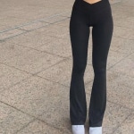 Women's Crossover Flare Black Leggings