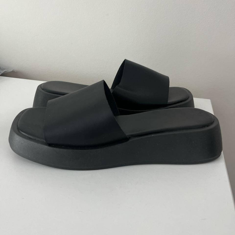 Black Open-Toe Wedge Sandal