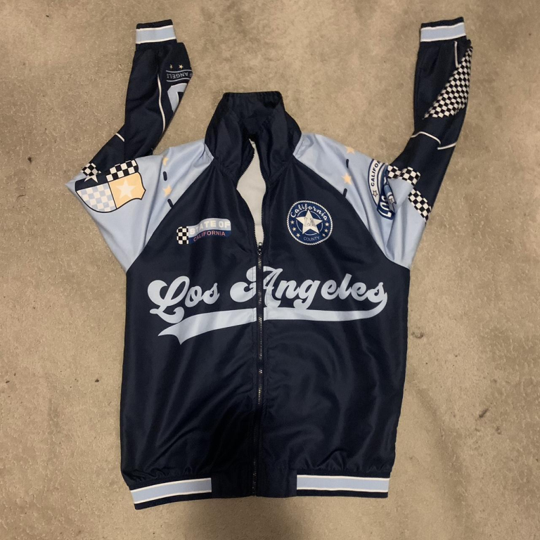 Blue Racer Jacket with Cool Graphics