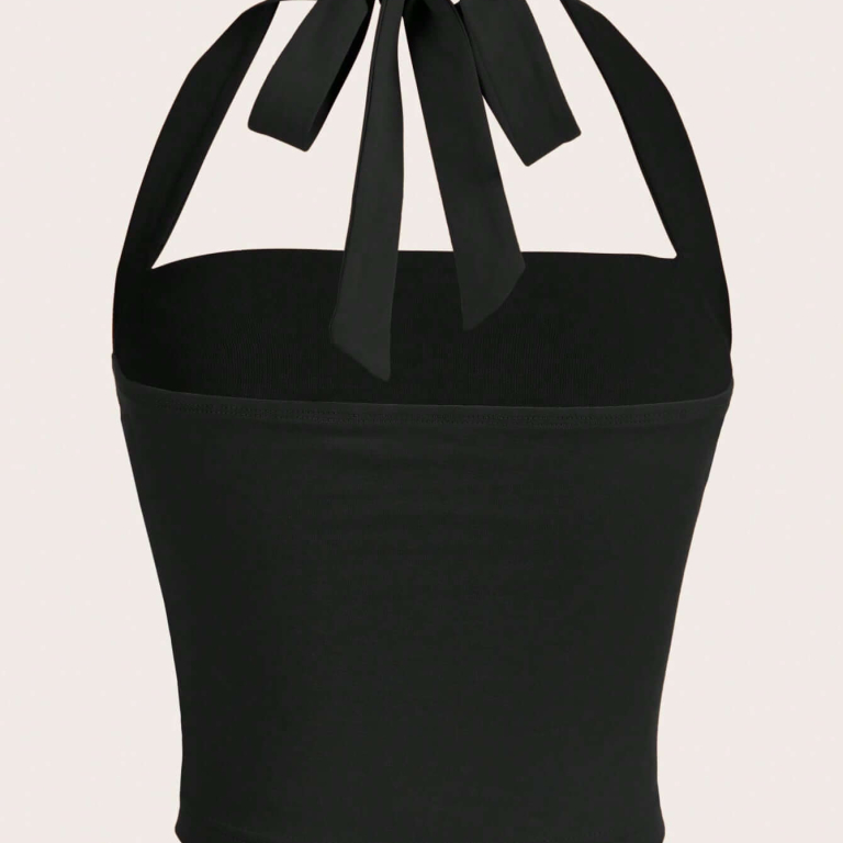 Summer Solid Ruched Halter Top