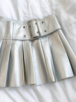 Silver 90s Low Rise Pleated Skirt