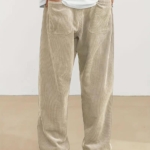 Men's Cream Loose-Fit Corduroy Pants