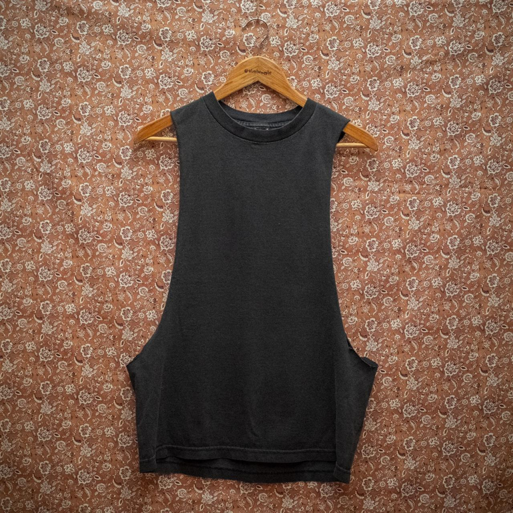 Plain Black Cut-Off Tank Top