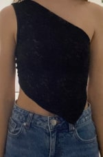 Shoulder Black Lace See-Through Backless Top