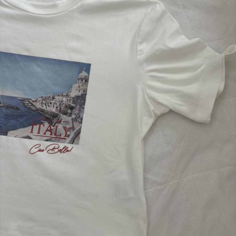 Slightly Cropped Italy Tee in White