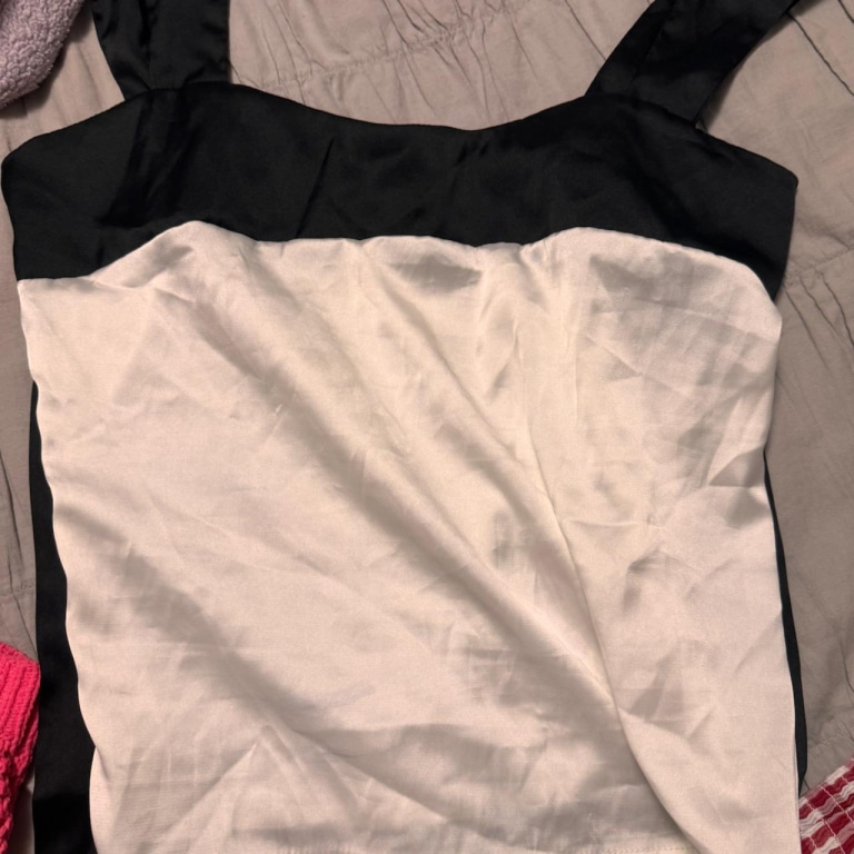 Small Black and White Silk Blouse