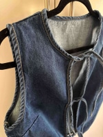 Tie Detail Open Front Sleeveless Denim Top