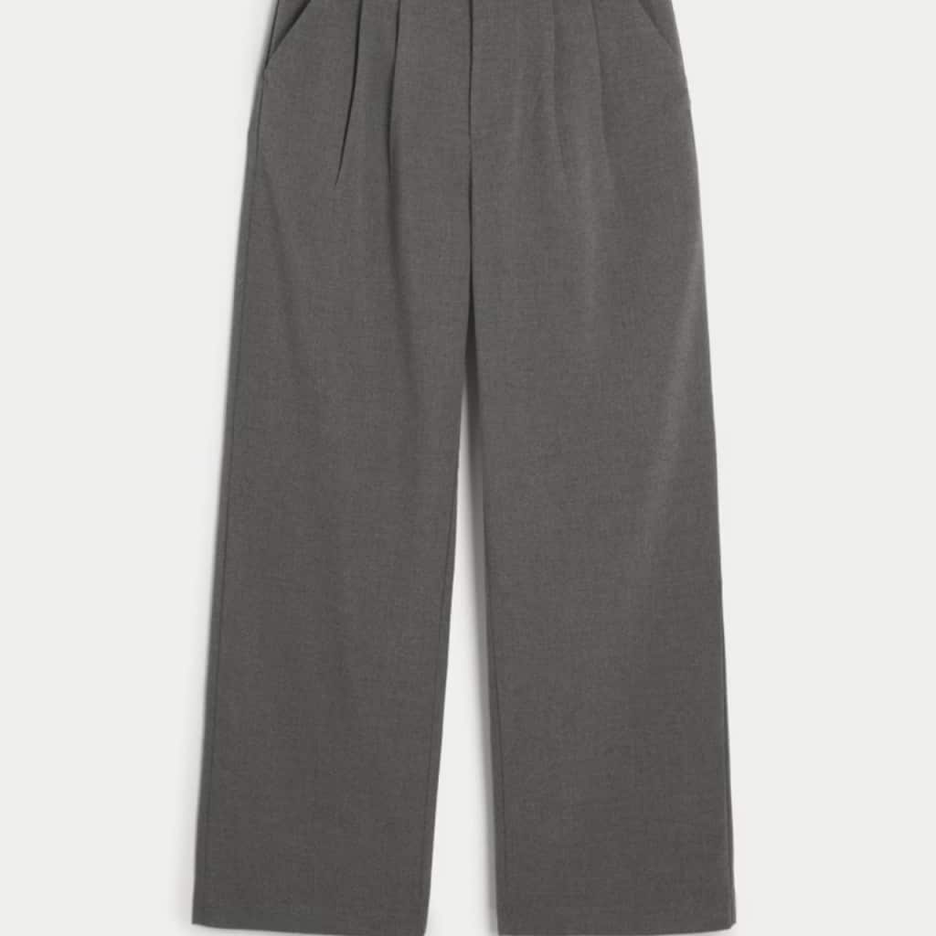 WOMEN'S GREY ULTRA HIGH-RISE WIDE-LEG PANTS