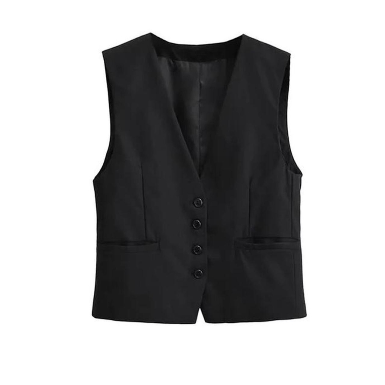 Women's Black V-Neck Sleeveless Top