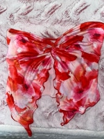 Women's Red Tie Dye Abstract Floral Strapless Top