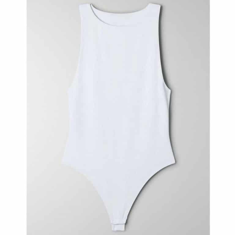 Women's White Stretch Thong Bodysuit