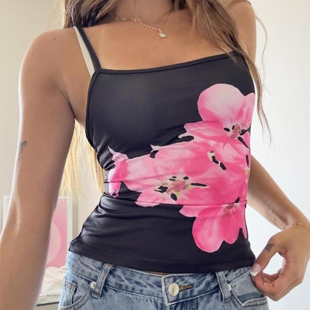 Y2K Vintage Flower Print Retro Top