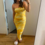 Yellow Strapless Midi Dress