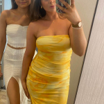 Yellow Strapless Midi Dress