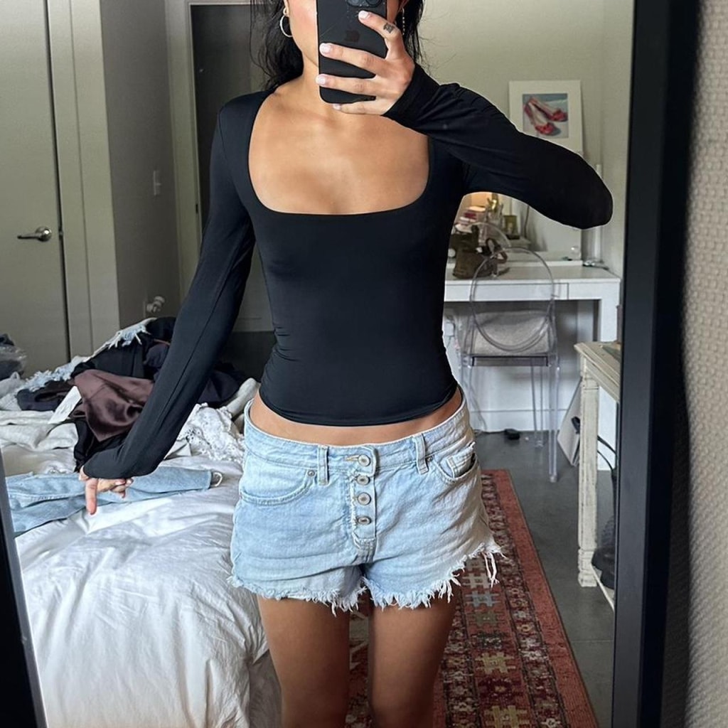 black square neck top