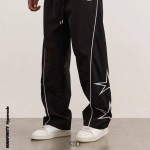 Loose-Fit Men's Star Pattern Side Stripe Pants