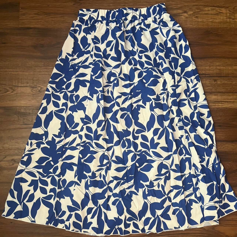 Blue and White Floral Maxi Skirt