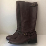 Dark Brown Leather Knee-High Boots