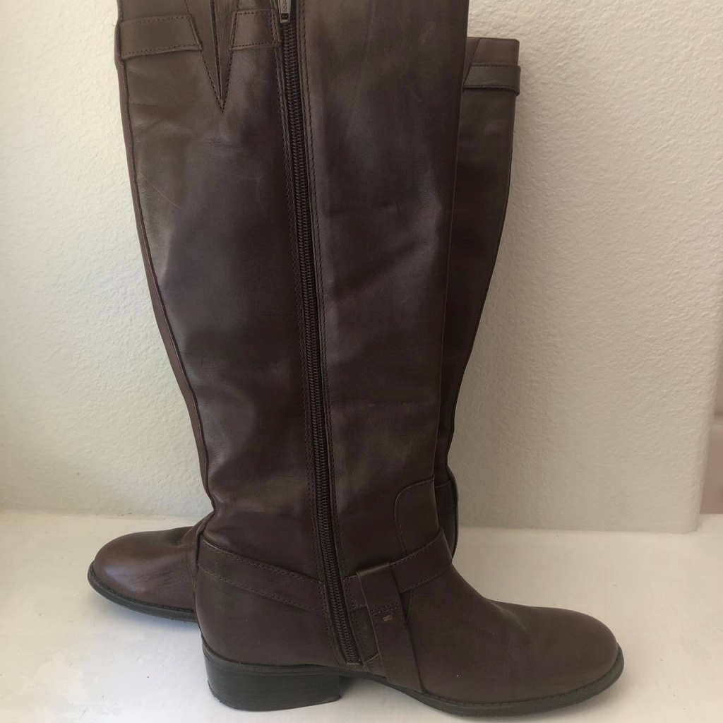 Dark Brown Leather Knee-High Boots