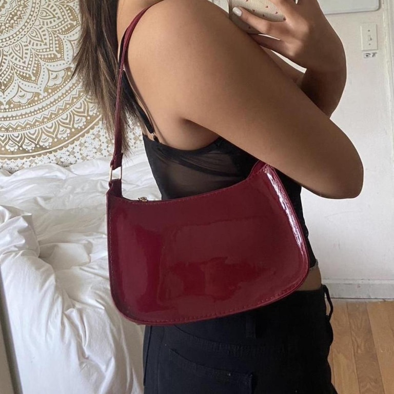 Burgundy Glossy Shoulder Bag