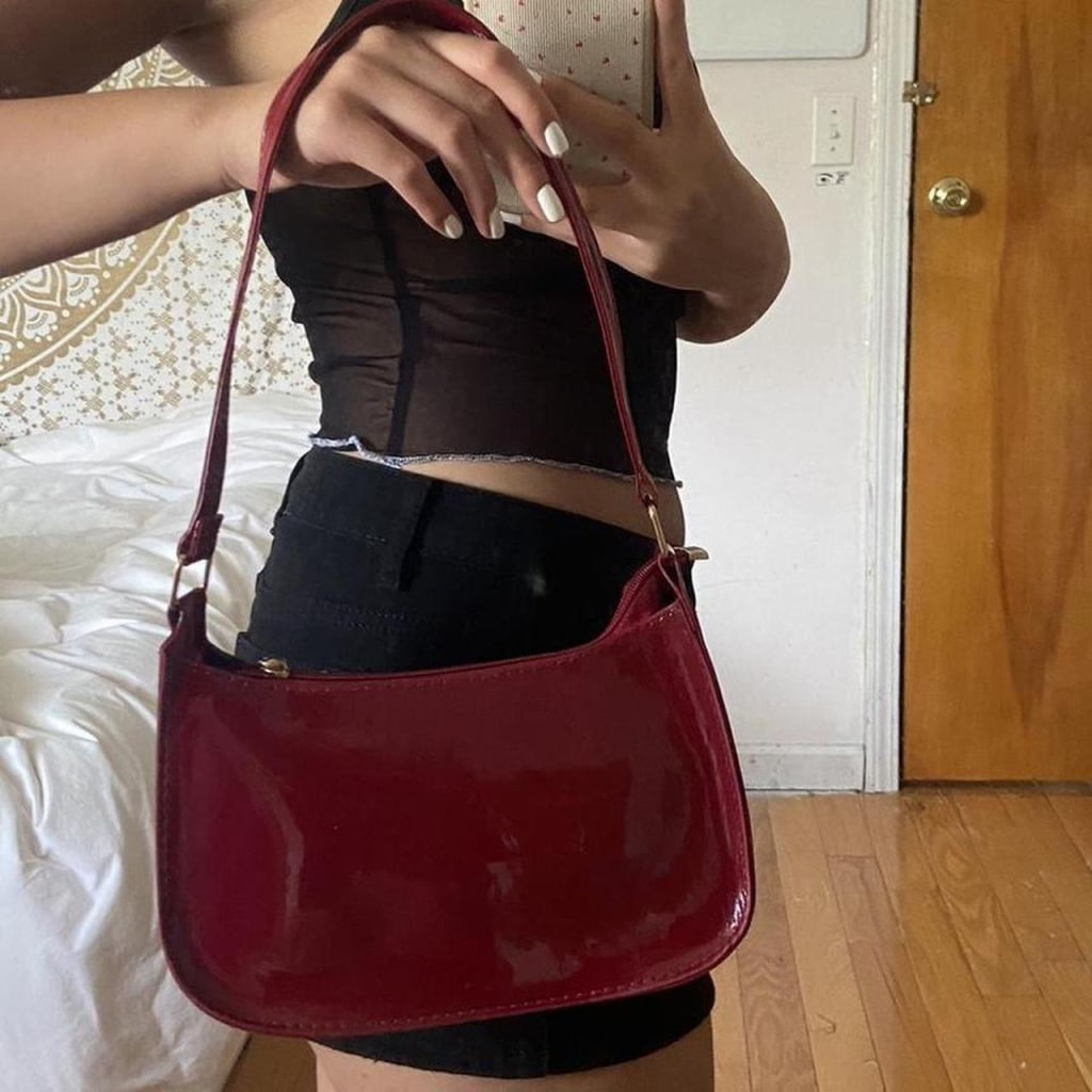 Burgundy Glossy Shoulder Bag