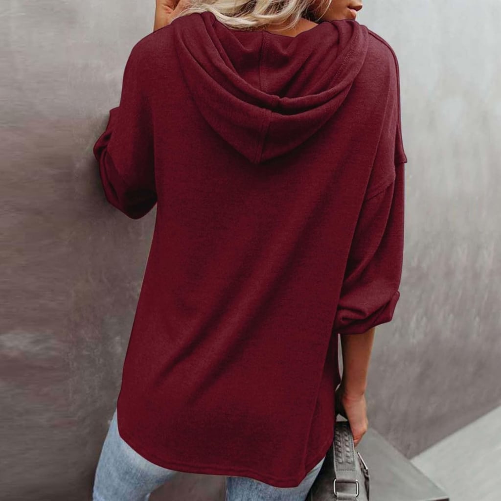 Button Front Long Sleeve Casual Sweatshirt