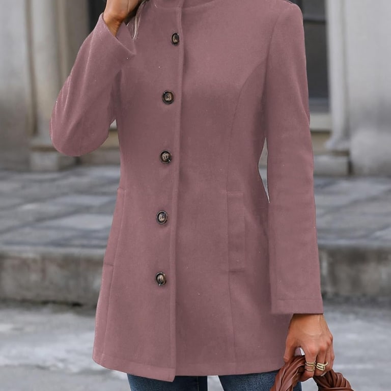 Button Front Pocket Side Overcoat