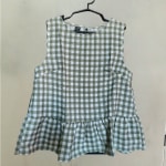 Checkered Ruffle Hem Sleeveless Blouse