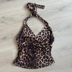 Y2K Leopard Print Halter Neck Top