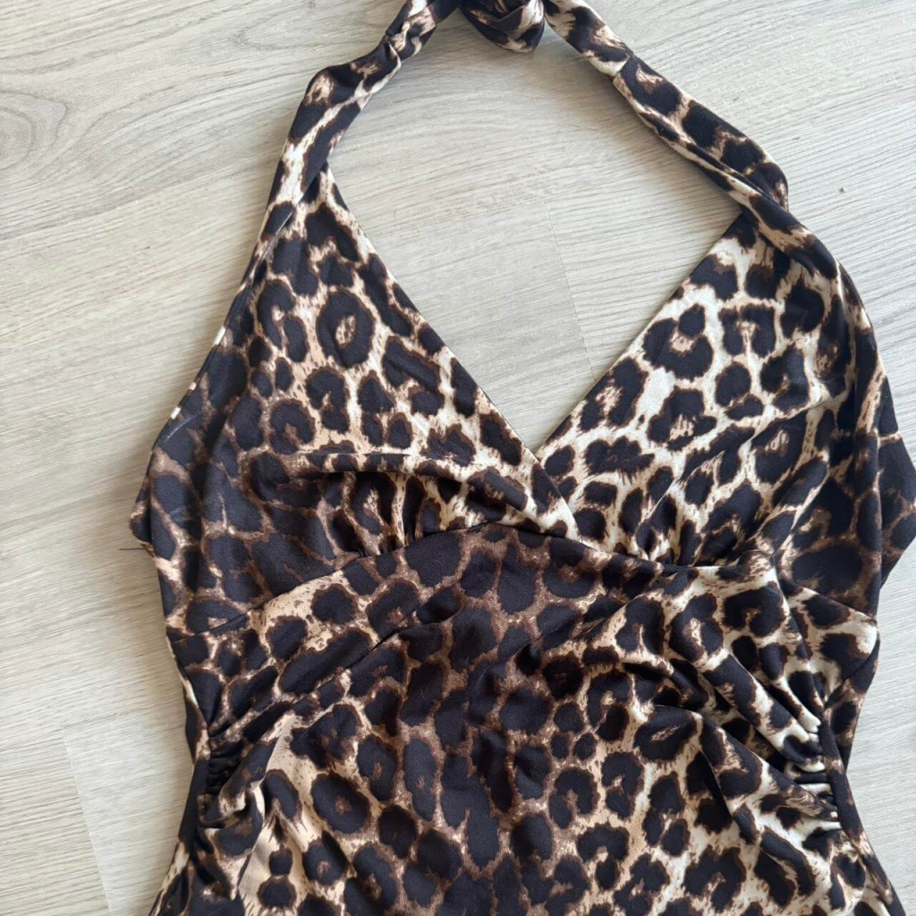 Y2K Leopard Print Halter Neck Top