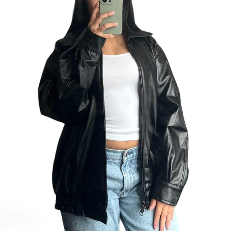 Cropped leather jacket