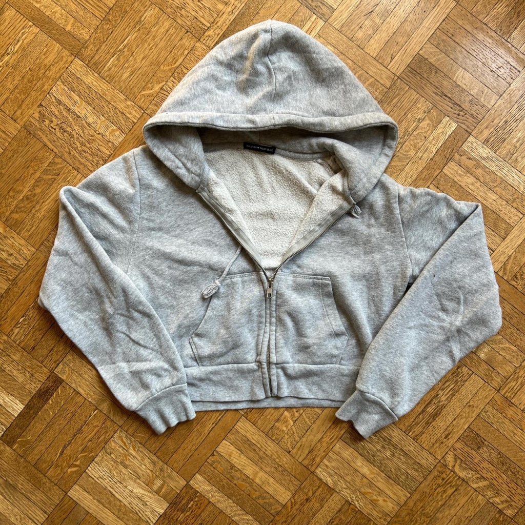 Drawstring Crop Hoodie Sweatshirt