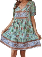 Frenchy Floral Print Tie-Waist Bell Sleeve Dress