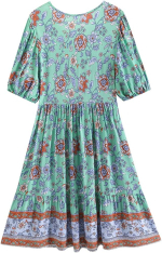 Frenchy Floral Print Tie-Waist Bell Sleeve Dress