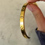 gold plated bangle with white diamonds gems