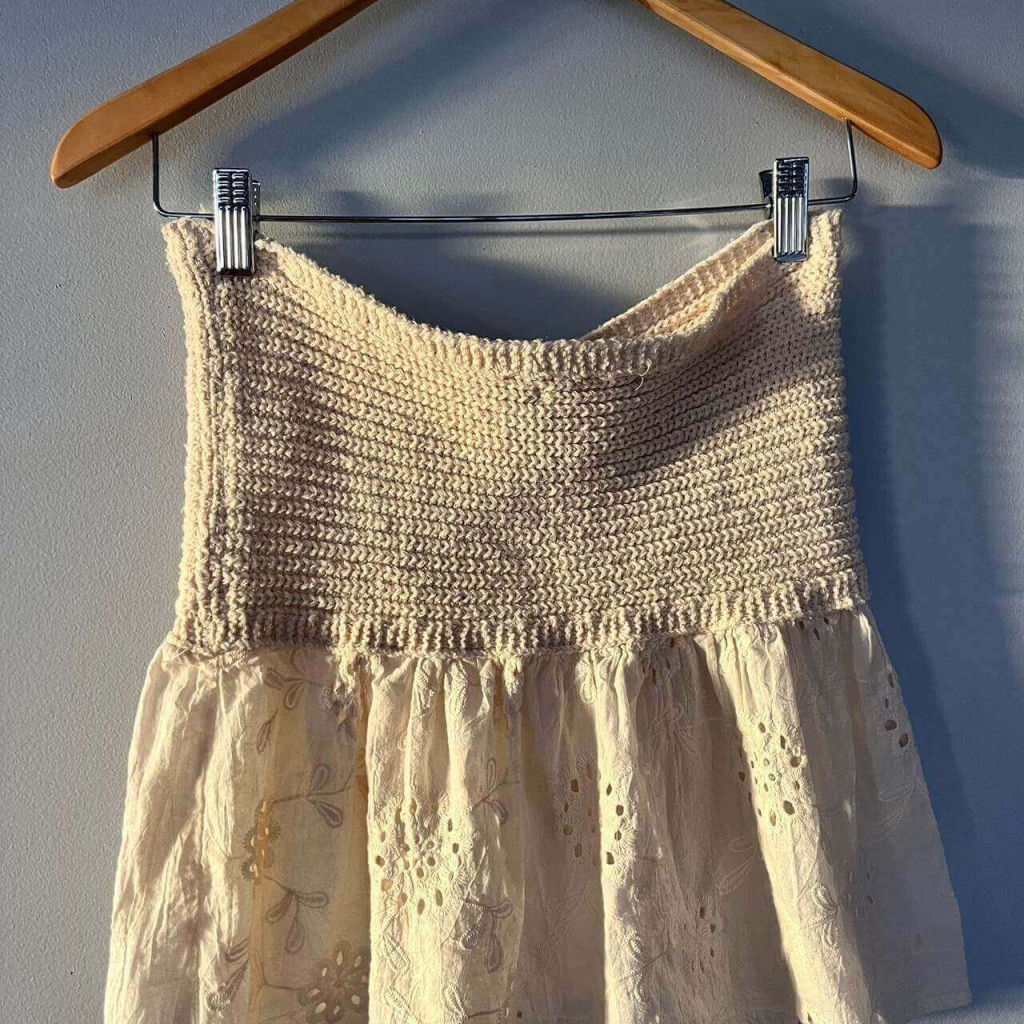 Knot Front Knit Embroidered Tube Top