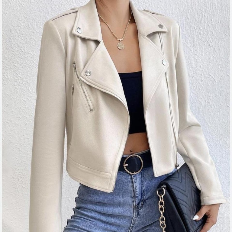 Lapel Neck Zip Up Jacket