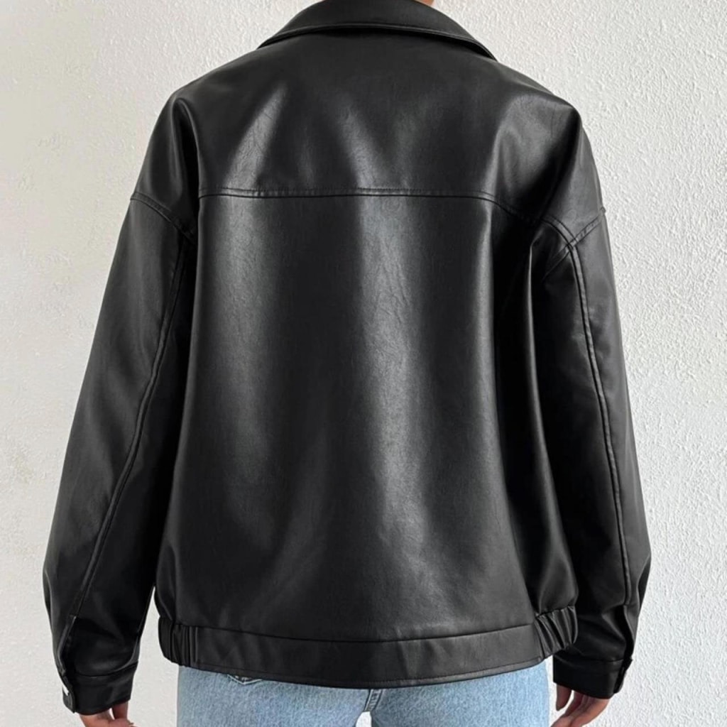 Zip up leather jacket