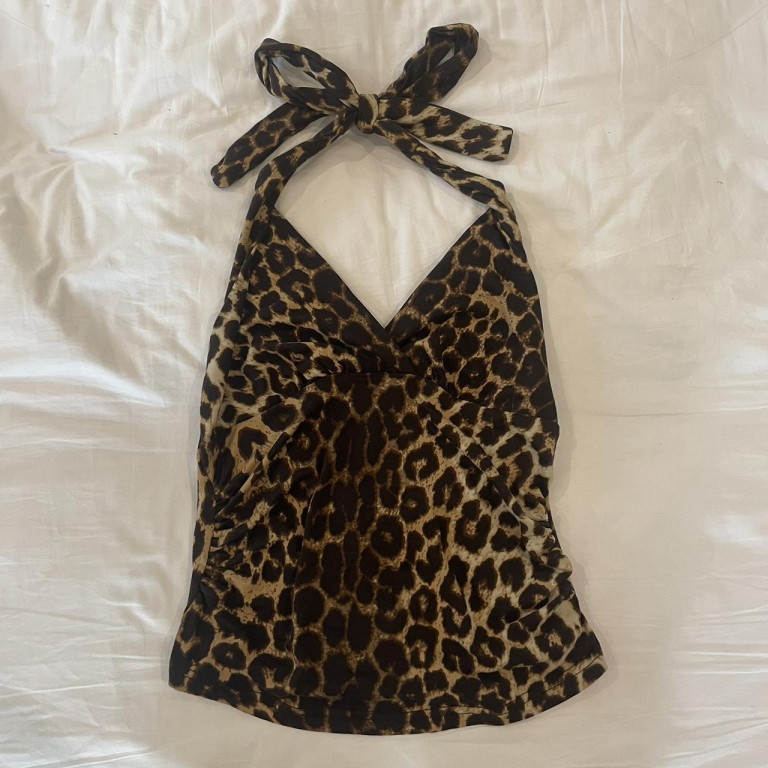 Leopard Print Halter Crop Top