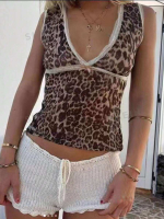 Leopard Print Cami Top with Black Trim