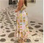 Vintage Print Maxi Dress