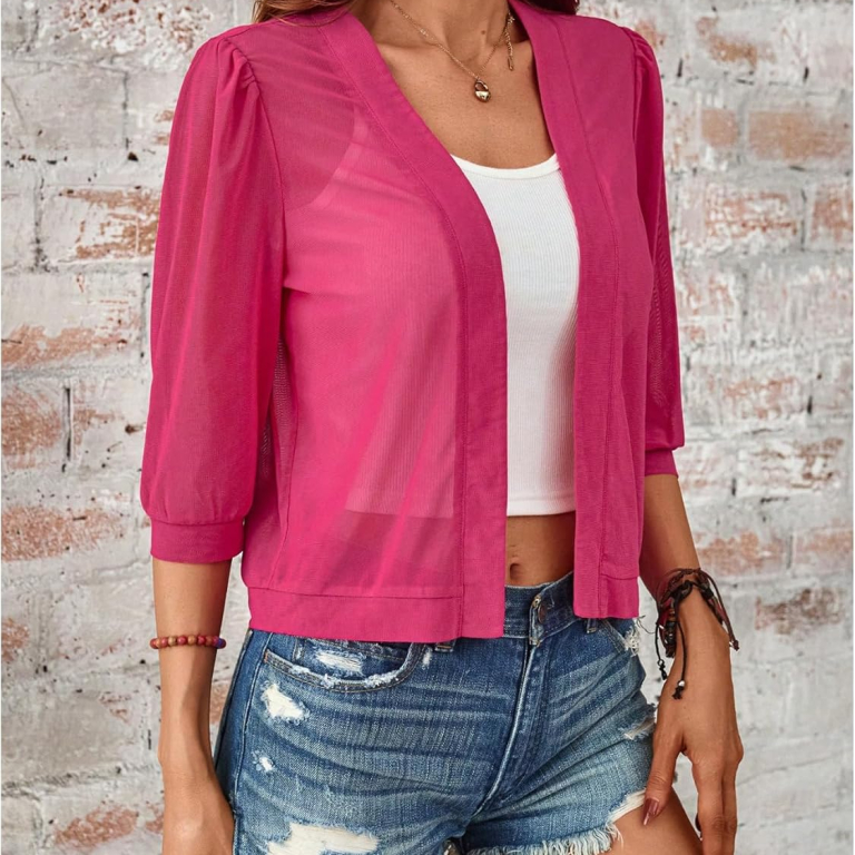 Mesh Solid Color Simple And Transparent Jacket