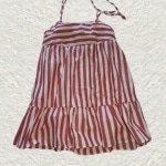 Red and White Stripes Ruffle Hem Dress