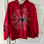 Spider Web Print Zip-Up Hoodie