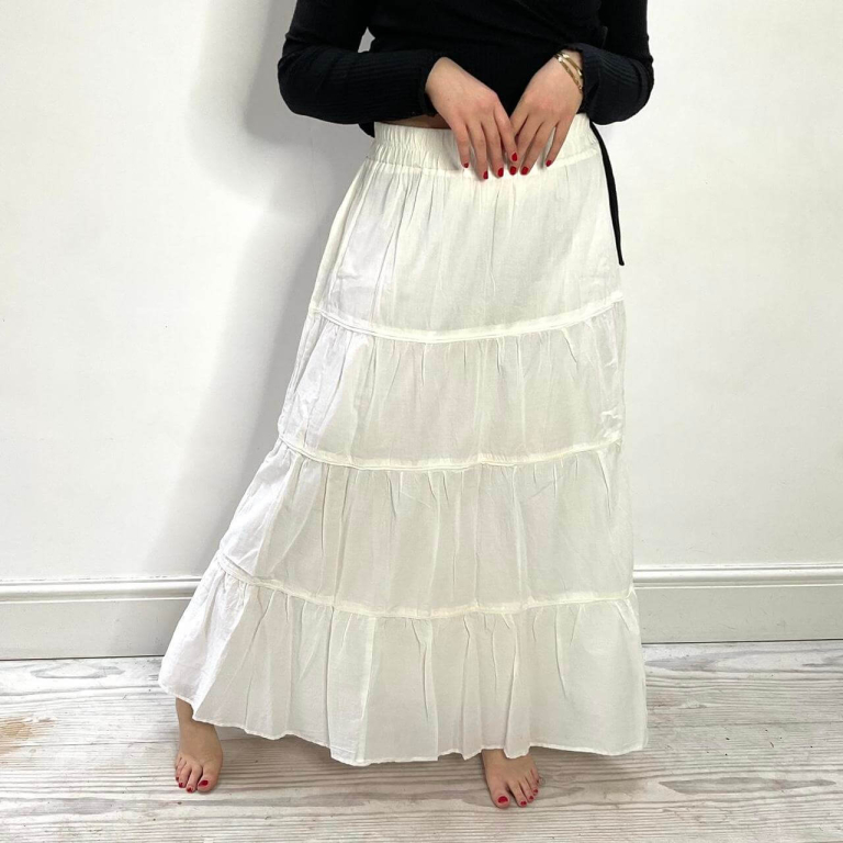 Ruffled Hem Maxi Skirt