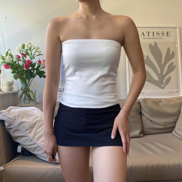 Strapless Plain Basic Crop Top