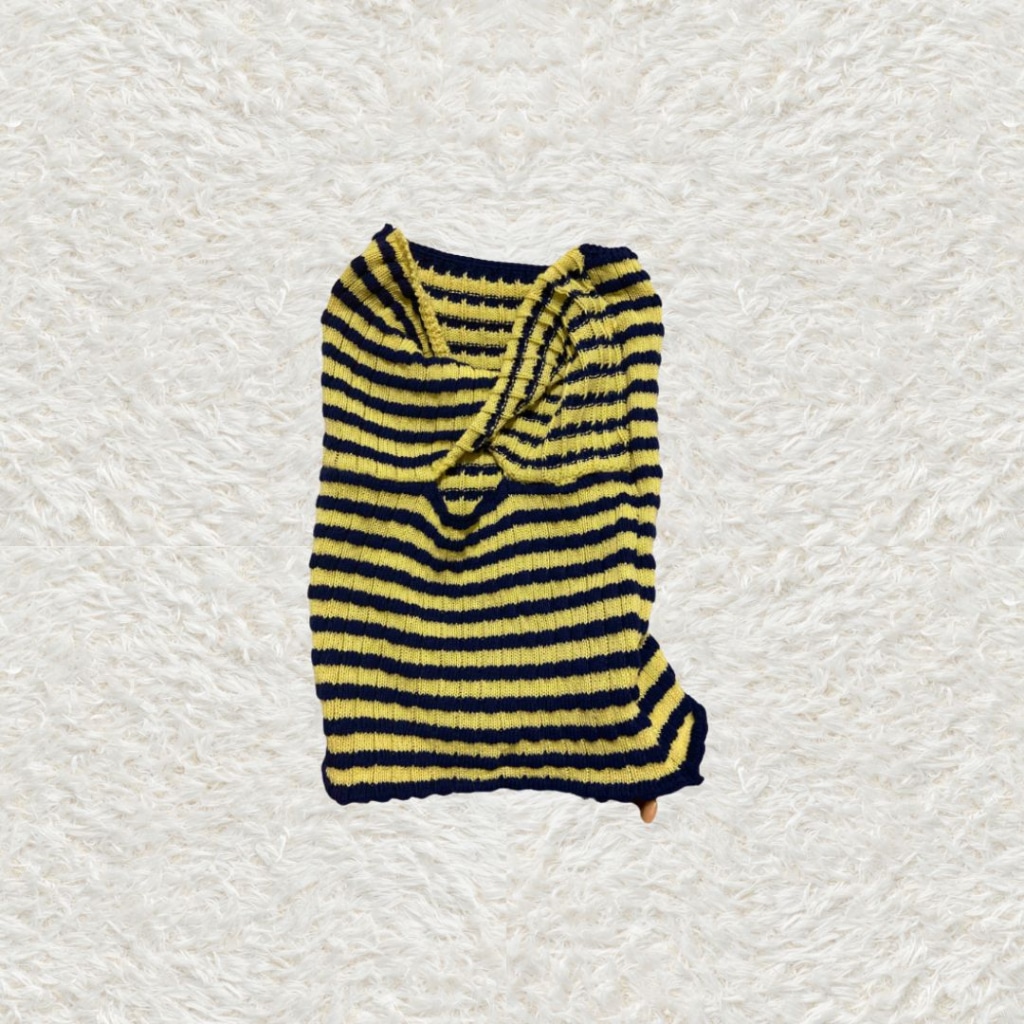 Stripe Pattern Twist Front Tube Knit Top