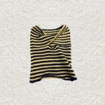 Stripe Pattern Twist Front Tube Knit Top