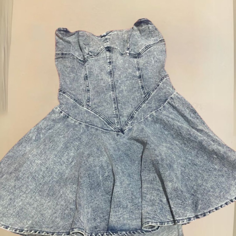 Sweetheart Neckline Denim Mini Dress